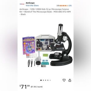 AmScope Kids Microscope Science Kit with Book, new in box
